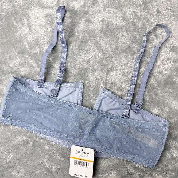 Free People Sierra Bandeau Rain Pastel Blue Coastal Preppy Bra Size Small NEW - Picture 5 of 11